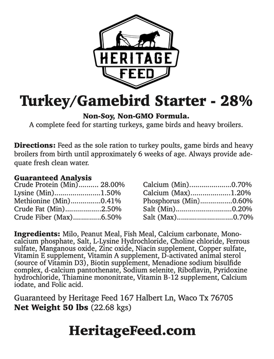 NON-GMO Turkey/Gamebird Starter 28%
